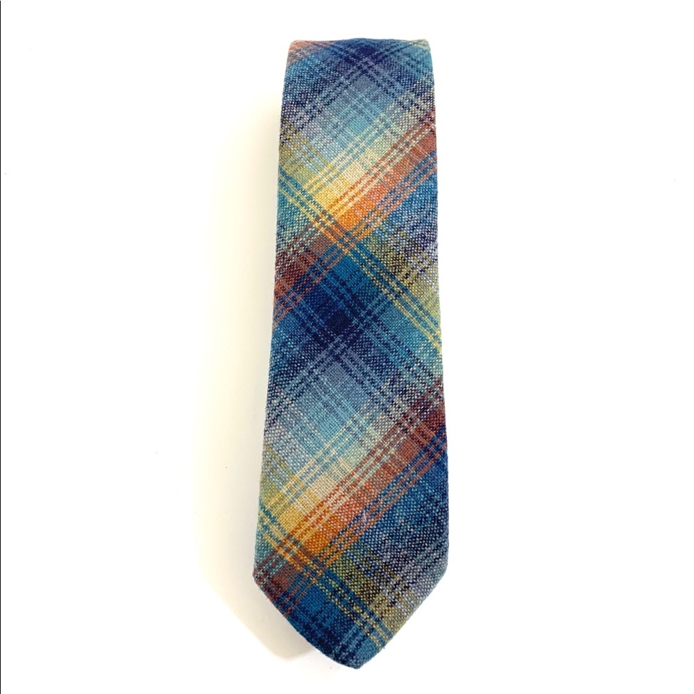 Men’s wool tartan skinny tie